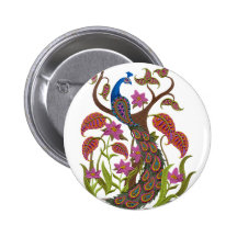 pavo real bordado pins