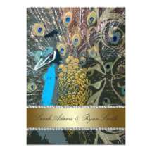 Pavo real con la invitación de la cena del ensayo 
