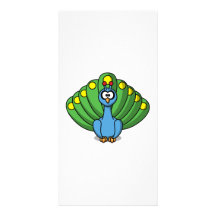 Pavo real del dibujo animado tarjetas fotográficas personalizadas