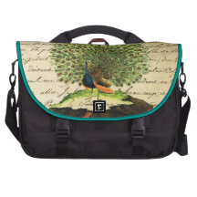 Pavo real elegante francés del vintage bolsa de ordenador