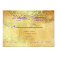 Pavo real RSVP que casa púrpura de la crema de la  Invitacion Personalizada