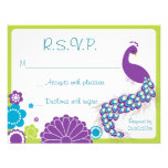 Pavo real RSVP que se casa floral del KRW Invitacion Personalizada