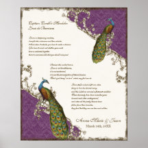 Pavo real y aguafuertes - boda del vintage persona posters