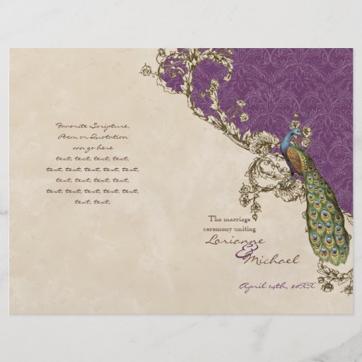 Pavo real y aguafuertes del vintage que casan prog flyer a todo color
