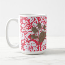 Pawprint fangoso divertido en modelo rojo del dama taza de café