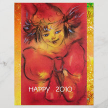 PAYASO EN ROJO CON LAS CHISPAS DEL ORO FLYER A TODO COLOR