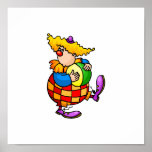 Payaso tonto con la pelota de playa impresiones