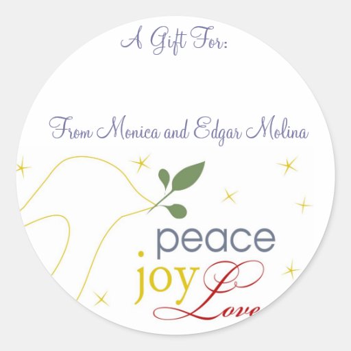 Paz, alegría, etiquetas del regalo del amor