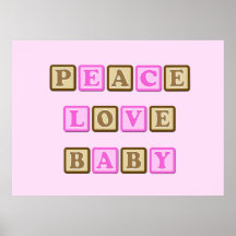 Paz, amor, bloques del bebé posters