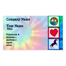 Paz, amor, caballos tarjetas personales
