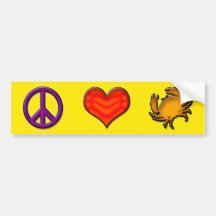 PAZ - AMOR - CANGREJOS PEGATINA DE PARACHOQUE