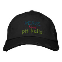 paz, amor, casquillo rugoso de los pitbulls gorra bordada