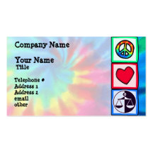 Paz, amor, justicia tarjetas de negocios