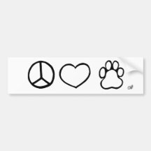 Paz, amor, perros etiqueta de parachoque