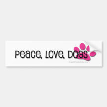 paz, amor, perros pegatina de parachoque