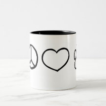 Paz, amor, perros taza de café