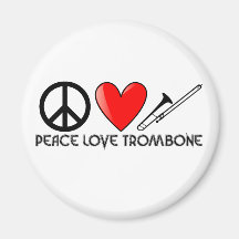 Paz, amor, Trombone Imán Para Frigorífico
