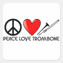 Paz, amor, Trombone Pegatinas Cuadradases Personalizadas