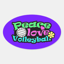 Paz, amor, voleibol; Retro Calcomanía De Oval