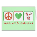 Paz, amor y bastones de caramelo felicitaciones