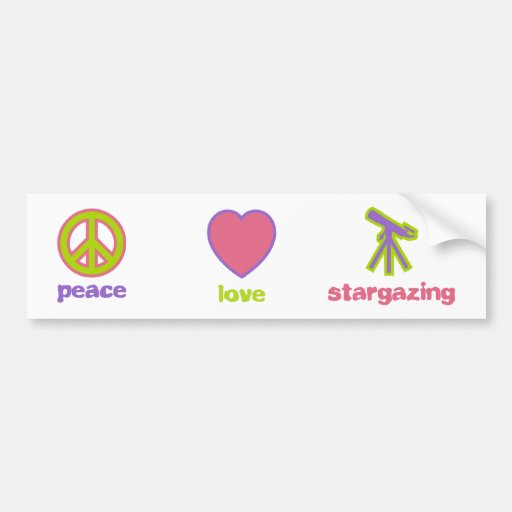 Paz, amor y el Stargazing Etiqueta De Parachoque