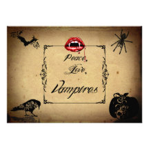 Paz, amor, y fiesta de Halloween de los vampiros Invitacion Personal