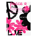 Paz, amor y fiesta en rosas fuertes y negro comunicados personales 