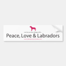Paz, amor y Labradors Etiqueta De Parachoque