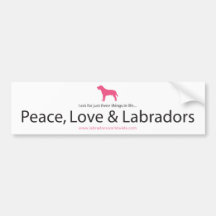 Paz, amor y Labradors Pegatina De Parachoque