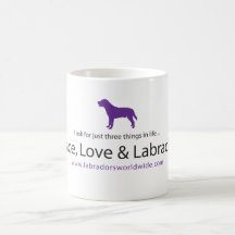 Paz, amor y Labradors Taza