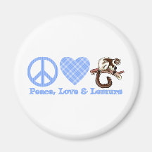 Paz, amor y Lemurs Iman Para Frigorífico