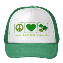 Paz, amor y tréboles gorros  