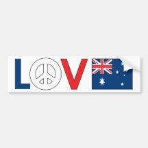 Paz Australia del amor Pegatina De Parachoque
