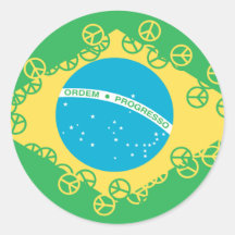 paz de la bandera del Brasil Pegatina Redonda