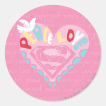 Paz de Supergirl y rosa del amor Pegatina