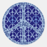 Paz en paz del azul de la tierra etiquetas redondas