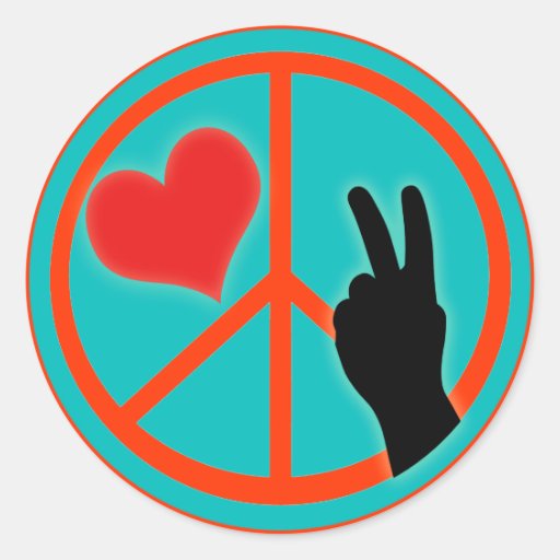 Paz y amor del signo de la paz pegatina