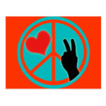 Paz y amor del signo de la paz tarjetas postales