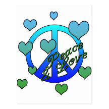 Paz y amor tarjeta postal