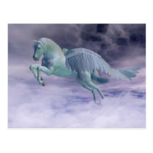 Pegaso que galopa a través de las nubes de torment postal