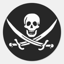 Pegatina alegre de la bandera de pirata de Rogelio