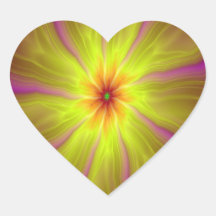 Pegatina amarillo del corazón de las flámulas