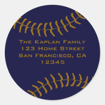 Pegatina azul del béisbol del oro
