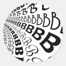 Pegatina blanco negro con monograma de la letra B