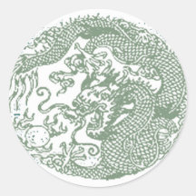 Pegatina chino verde del espiral del dragón