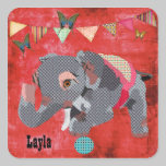 Pegatina conocido rojo del elefante afortunado de  pegatinas