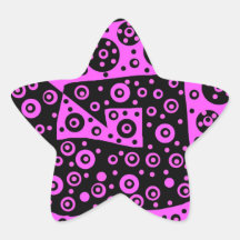 Pegatina de la estrella del negro y del rosa