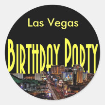 Pegatina de la fiesta de cumpleaños de Las Vegas