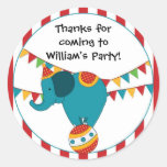 Pegatina de la fiesta de cumpleaños del elefante d