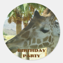 Pegatina de la fiesta de cumpleaños del parque zoo